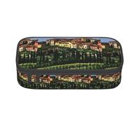 TTYDOKLA Astuccio portamatite in tessuto Oxford con stampa italo-toscana con scomparti multipli, ideale per viaggi o ufficio, Nero , Taglia unica, Astuccio per trucchi