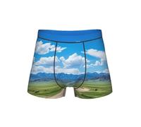 TTYDOKLA Biancheria intima da uomo con stampa di paesaggi naturali,Boxer da uomo,Pantaloncini elastici comodi per gli uomini, Nero , 3XL