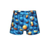 TTYDOKLA Biancheria intima da uomo con stampa pallavolo blu,Boxer da uomo,Pantaloncini elastici comodi per gli uomini, Nero , L