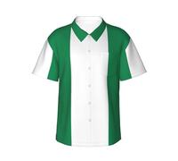 TTYDOKLA Camicia da spiaggia tropicale con stampa bandiera della Nigeria, camicie con bottoni, per vacanze estive e attività all'aperto, Nero , XXL