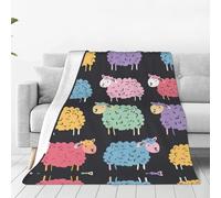 TTYDOKLA Coperta in flanella con stampa di pecore colorate, unisex, adatta per tutte le stagioni, per letto, divano, viaggi e campeggio