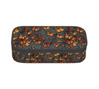 TTYDOKLA Heaps of Orange Monarch Butterflies - Astuccio in tessuto Oxford con scomparti multipli, ideale per viaggi o ufficio, Nero , Taglia unica, Astuccio per trucchi