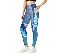 TTYDOKLA Leggings da donna con stampa ali d'angelo, con tasche, elasticizzati, per allenamento, abbigliamento meteorologico, Nero , L
