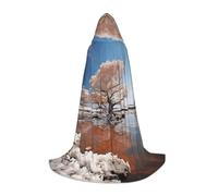 TTYDOKLA Mantello con cappuccio con stampa cielo attraverso l'albero, mago e rinascimentale costume mantello con cappuccio, per giochi di ruolo e feste