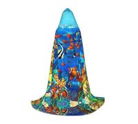 TTYDOKLA Mantello con cappuccio con stampa del mondo sottomarino oceanico, pesce tropicale, mantello con cappuccio, per giochi di ruolo e feste