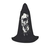 TTYDOKLA Mantello con cappuccio con stampa di teschio fantasma horror, mantello con cappuccio, per giochi di ruolo e feste