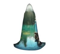 TTYDOKLA Mantello con cappuccio con stampa fatina del lago, mago e rinascimentale, mantello con cappuccio, per giochi di ruolo e feste