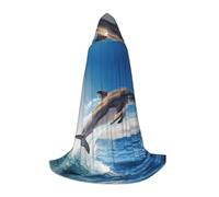 TTYDOKLA Mantello con cappuccio, delfino che nuota nel mare blu, mantello con cappuccio, per giochi di ruolo e feste
