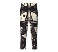 TTYDOKLA Pantaloni da pigiama con stampa magica, stregoneria bohémien, perfetti per tempo libero, tempo libero, tempo libero, tempo libero, sport e feste a tema, Nero , XS(5-6)