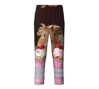 TTYDOKLA Pantaloni pigiama con stampa di porcellini d'India e cupcake, perfetti per il tempo libero, tempo libero, tempo libero, tempo libero, sport e feste a tema, Nero , S