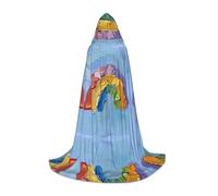 TTYDOKLA Piccolo mantello con cappuccio con stampa arcobaleno, mago e rinascimentale, con cappuccio, per giochi di ruolo e feste