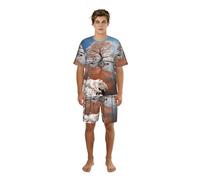 TTYDOKLA Set pigiama da uomo con stampa cielo attraverso l'albero, pigiama da uomo, perfetto per i fine settimana pigri e il relax notturno, Nero , L