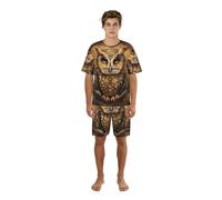 TTYDOKLA Set pigiama da uomo con stampa di gufo credenze, pigiama da uomo, perfetto per i fine settimana pigri e il relax notturno, Nero , L