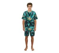 TTYDOKLA Set pigiama da uomo con stampa giglio, pigiama da uomo, perfetto per i fine settimana pigri e il relax notturno, Nero , 3XL