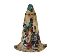 TTYDOKLA Sugar Skulls - Mantello con cappuccio con stampa di farfalle, mago e rinascimentale, per giochi di ruolo e feste