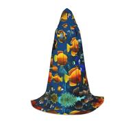 TTYDOKLA The Underwater World - Mantello con cappuccio con stampa di pesci tropicali, mago e rinascimentale, per giochi di ruolo e feste