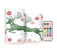 Ttylsdd Candele a LED senza fiamma, con fiocco di neve, renna che salta a batteria, in vera cera, tremolante, con squisito stoppino, set di candele elettriche con telecomando, timer 24 ore, confezione