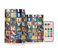 Ttylsdd Candele a LED senza fiamma, puzzle con 26 lettere, funzionamento a batteria, in vera cera tremolante, con stoppino squisito, set di candele elettriche con telecomando, timer 24 ore, confezione