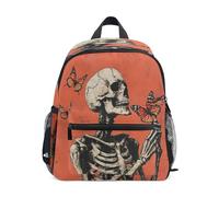Ttylsdd Zaino per bambini per ragazze e ragazzi 3-8 scheletro che tiene una farfalla Zaini per bambini per ragazza ragazzo asilo scuola elementare Bookbag