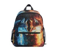 Ttylsdd Zaino per bambini per ragazze ragazzi 3-8 fiamme acquerello lupo zaini per bambini per ragazza ragazzo asilo scuola elementare Bookbag