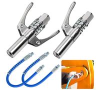 TTYSHIP® 2 Pz Testina Ingrassatore Professionale Autobloccante, Accoppiatore Pistola Grasso con 30cm Tubo per Tutti Pressa per Grasso (Doppia Maniglia/Maniglia Singola)