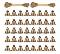 TTYSHIP® 40 Pezzi Campanelli in Bronzo Piccoli Vintage, Campanellini con 2 Corda di Canapa, Campanellini Natalizi, Vintage Piccola Campana per Fare Campanelli Eolici