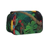 ttyuac Astuccio con stampa mandala, a doppio strato, grande, astuccio per cancelleria, cancelleria per ufficio, organizer multifunzionale, astuccio per penne e pennarelli, Ara e Tucano Perching delle