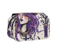 ttyuac Astuccio con stampa mandala, a doppio strato, grande, astuccio per cancelleria, cancelleria per ufficio, organizer multifunzionale, astuccio per penne e pennarelli, Magic Witch Witchcraft