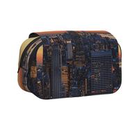 ttyuac Astuccio con stampa retrò sirena, doppio strato, grande astuccio per matite, cancelleria, cancelleria per ufficio, organizer multifunzionale per matite e pennarelli, Città di New York, taglia