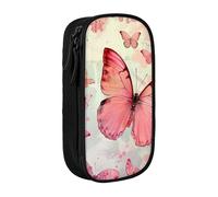 ttyuac Elegante astuccio per matite con stampa di dinosauri, grande capacità, 2 scomparti, doppia cerniera, astuccio estetico, organizer per cancelleria, per ragazzi e ragazze, Farfalla, taglia unica