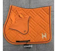 TTZGMTRC Equestre 2-Piece Set, all Purpose Saddle Pad Equestrian Bareback Riding Pad con copriorecchie Abbinato Non-Slip Moisture-Wicking Shock Absorbing,Arancia