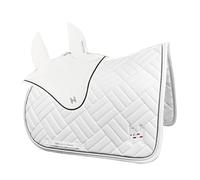 TTZGMTRC Equestre 2-Piece Set, all Purpose Saddle Pad Equestrian Bareback Riding Pad con copriorecchie Abbinato Non-Slip Moisture-Wicking Shock Absorbing,Bianca