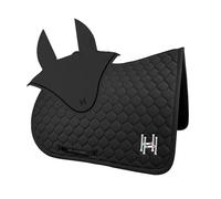 TTZGMTRC Equestre 2-Piece Set, all Purpose Saddle Pad Equestrian Bareback Riding Pad con copriorecchie Abbinato Non-Slip Moisture-Wicking Shock Absorbing,Nero
