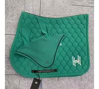 TTZGMTRC Equestre 2-Piece Set, all Purpose Saddle Pad Equestrian Bareback Riding Pad con copriorecchie Abbinato Non-Slip Moisture-Wicking Shock Absorbing,Verde