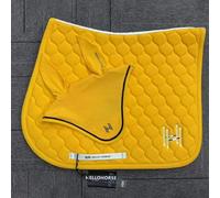 TTZGMTRC Equestre 2-Piece Set, all Purpose Saddle Pad Equestrian Bareback Riding Pad con copriorecchie Abbinato Non-Slip Moisture-Wicking Shock Absorbing,Giallo