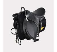 TTZGMTRC Set di Selle da Cavallo Leggere in Ultra-Fibra - Sella in Pelle Sintetica Confortevole con Briglia, sottopancia, staffe e Cuscinetto per Sella da Cavallo equestre Gli Accessori,Marrone,Set