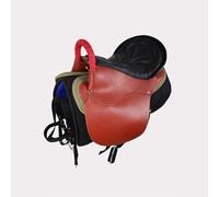 TTZGMTRC Set di Selle Western in Vera Pelle - Include Briglia, morso, redini, sottopancia, staffe e Comodo parasudore.,Rosso