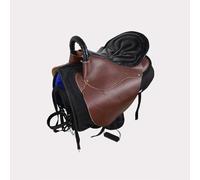 TTZGMTRC Set di Selle Western in Vera Pelle - Include Briglia, morso, redini, sottopancia, staffe e Comodo parasudore.,Marrone