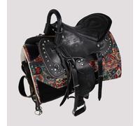 TTZGMTRC Set Sella in Vera Pelle - Include briglie, morso, redini, sottopancia, staffe e Comodo sottosella in Pelle per Tutti Gli Usi Attrezzatura da Equitazione per Cavalli da Competizione,Nero