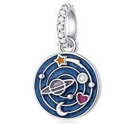Tu sei il mio ciondolo Galaxy Charm, Adatto Pandora Spazio esterno Braccialetto universale, Argento 925 Saturn Star Luna blu dello smalto Cielo ciondola perline, Regali per il compleanno/Moglie/BFF