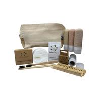 Tu-Untangle Holiday Essentials - Set da viaggio per toilette Zero Waste - Pettine in bambù, spazzola per denti, plettri per denti, tamponi e sacchetti, bottiglie da viaggio, Bottiglie luminose,