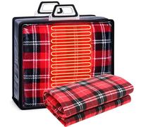 Tuanse Coperta riscaldante per auto, 12 V, coperta riscaldata con regolatore di temperatura, adattatore USB, adattatore per presa auto, portellone posteriore per clima freddo e kit di emergenza (nero