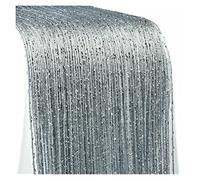 TUANZUN Tenda a Fili,Tenda di Cristallo 3x3m linea flash lucido nappa stringa tenda porta finestra decorazione divisori decorativi tende scintillio decorazione domestica(Silver,W200CM X H200CM)