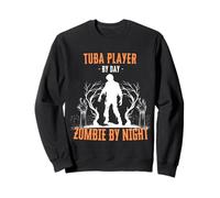 Tuba Player by Day Zombie di Notte Halloween Tubist Tubaista Felpa