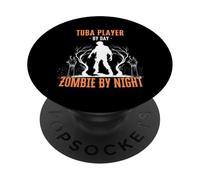 Tuba Player by Day Zombie di notte Halloween Tubist Tubaista PopSockets PopGrip Adesivo