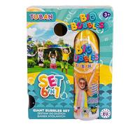 Tuban Big Bubble Box 6 in 1 - Set per bolle di sapone giganti per bambini con 1 litro di liquido per bolle, 5 accessori, ciotola e anelli XXL e tunnel