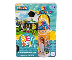 Tuban Big Bubble Box 6 in 1 - Set per bolle di sapone giganti per bambini con 1 litro di liquido per bolle, 5 accessori, ciotola e anelli XXL e tunnel
