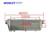 Tube & Fin Intercooler 550X180X50mm Front Mount 2.2" Outlet / Inlet Universal