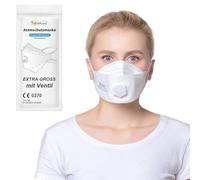 TubeRoo FFP2 Maschera con valvola, a forma di pesce, 10 maschere a testa grande, spedizione dalla Germania, maschera antipolvere antipolvere con valvola di espirazione, fascia
