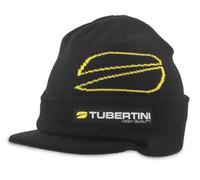 Tubertini Visoe 2 Berretto Invernale Uomo in Maglia con Visiera e Logo, Taglia Unica. Nero Giallo